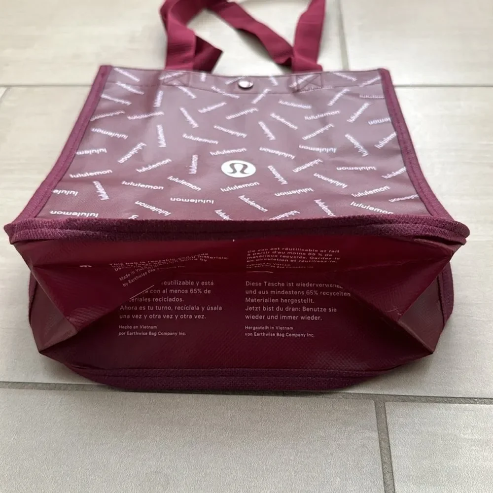 NEW Lululemon 2023 Holiday Edition Small Burgandy Logo Reusable Tote Bag - Picture 6 of 7
